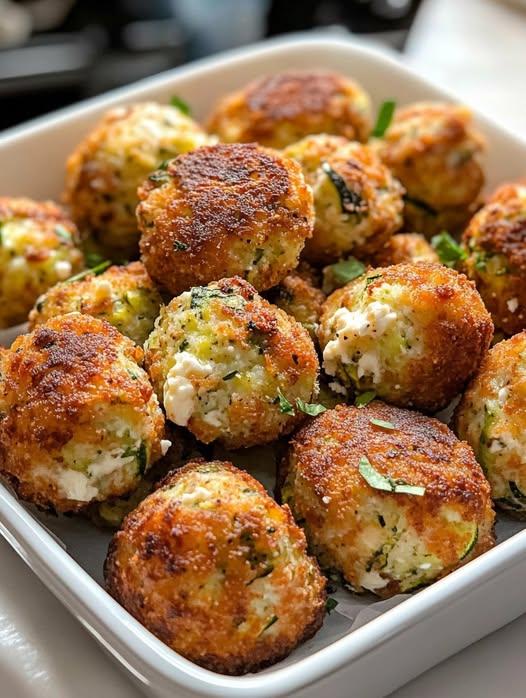 Knusprige Zucchini-Feta-Bällchen aus dem Ofen