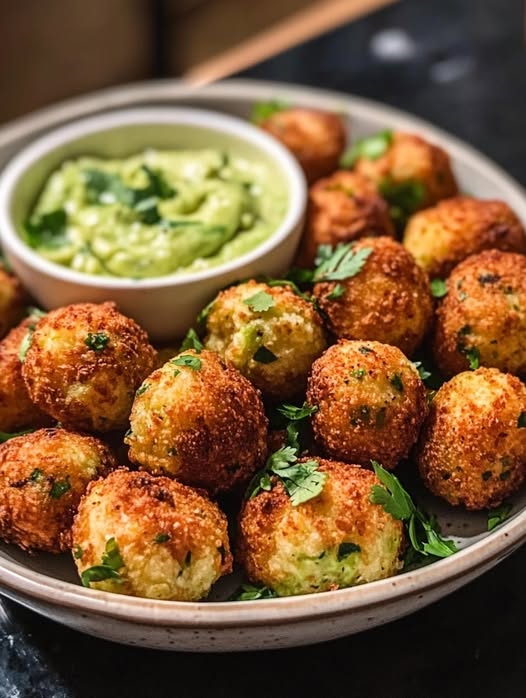 Knusprige Blumenkohlbällchen mit Avocado-Dip