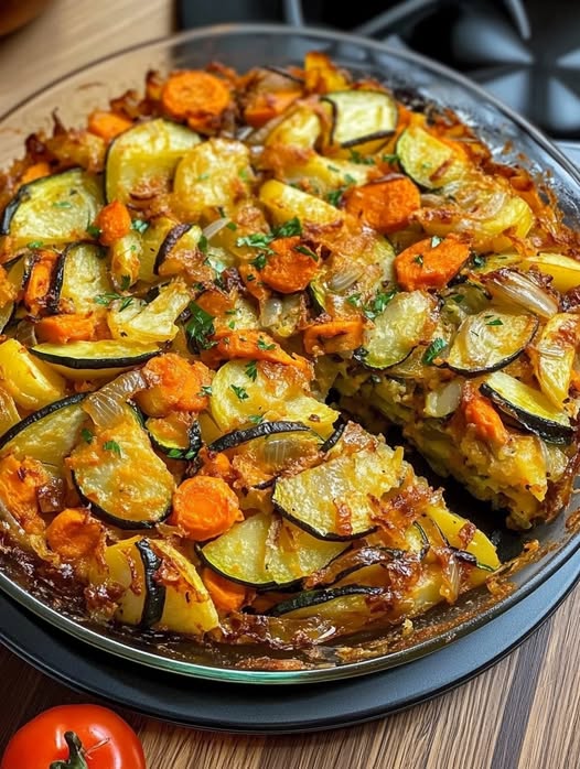 Vegetarischer Kartoffelauflauf: Rezept mit Zucchini, Karotten & Zwiebeln