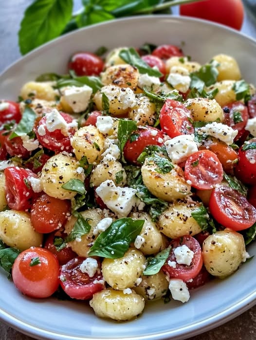 Gnocchi Salat mit Feta und Tomaten